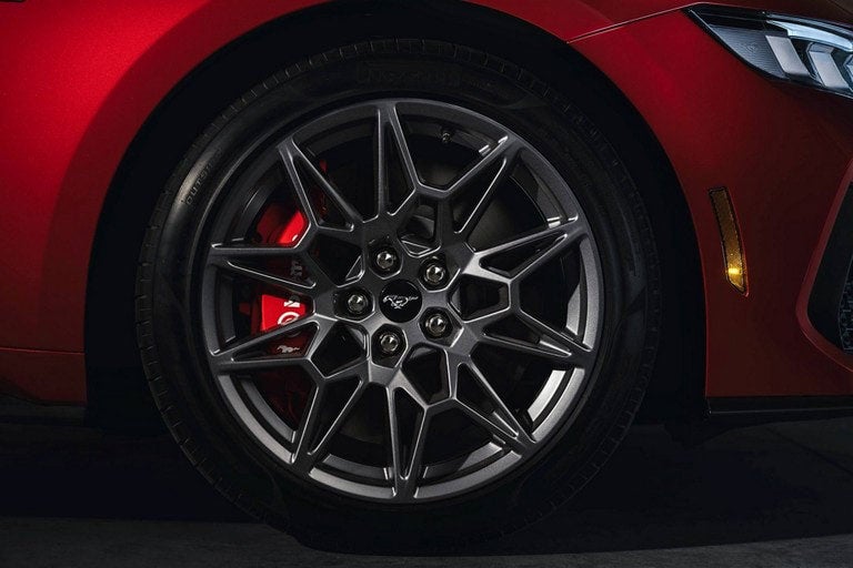 2024 Ford Mustang® model with a close-up of a wheel and brake caliper | Zook Motors in Kane PA